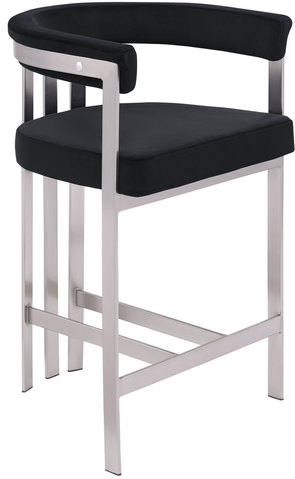 Marcello Black Velvet Counter Stool 939Black-C Meridian Furniture