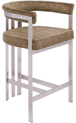 Marcello Brown Velvet Counter Stool 939Brown-C Meridian Furniture