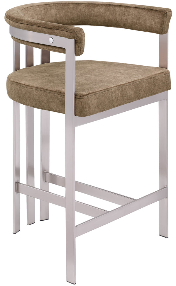 Marcello Brown Velvet Counter Stool 939Brown-C Meridian Furniture