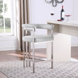 Marcello Grey Velvet Counter Stool 939Grey-C Meridian Furniture