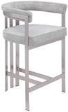 Marcello Grey Velvet Counter Stool 939Grey-C Meridian Furniture