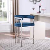 Marcello Navy Velvet Counter Stool 939Navy-C Meridian Furniture