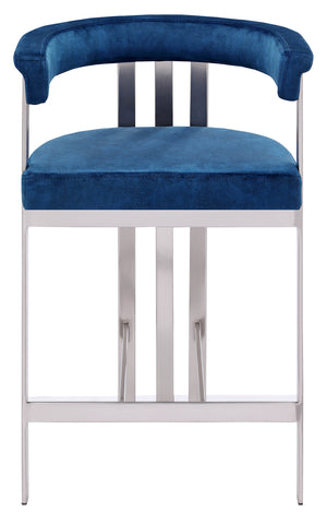 Marcello Navy Velvet Counter Stool 939Navy-C Meridian Furniture