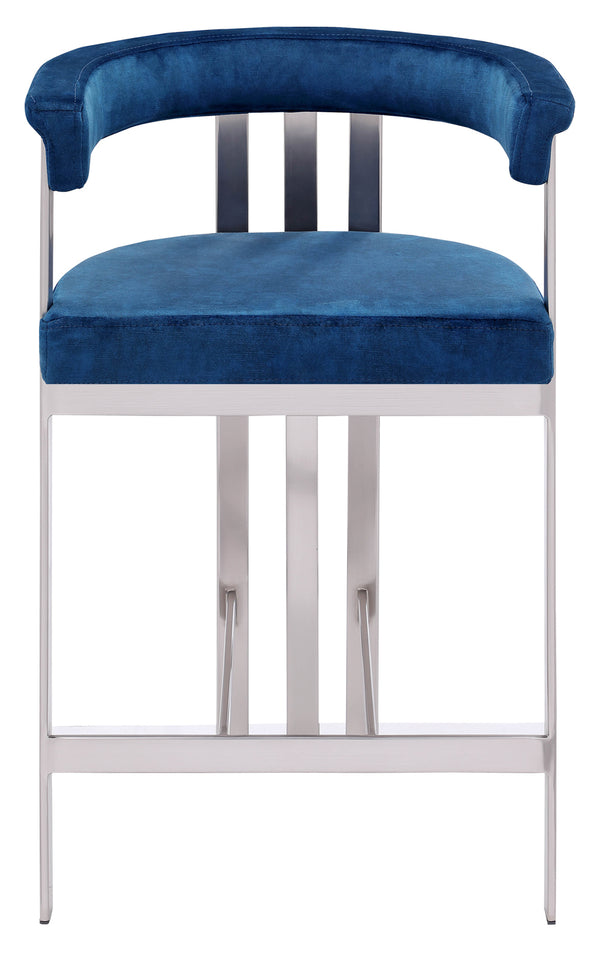 Marcello Navy Velvet Counter Stool 939Navy-C Meridian Furniture