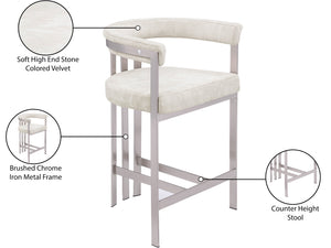 Marcello Stone Velvet Counter Stool 939Stone-C Meridian Furniture