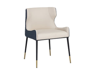 Sunpan GIANNI Dining Chair - Stylish Dillon Cream & Thunder Faux Leather with Gold Accents for Comfort 105288