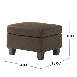 English Elm Upholstered Compact Ottoman with Birch Legs Padded Footrest for Living Room Decor Chocolate N757P377351O
