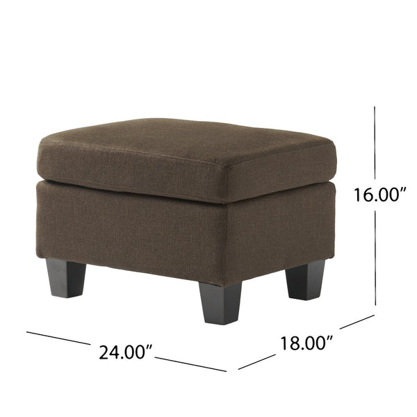 English Elm Upholstered Compact Ottoman with Birch Legs Padded Footrest for Living Room Decor Chocolate N757P377351O