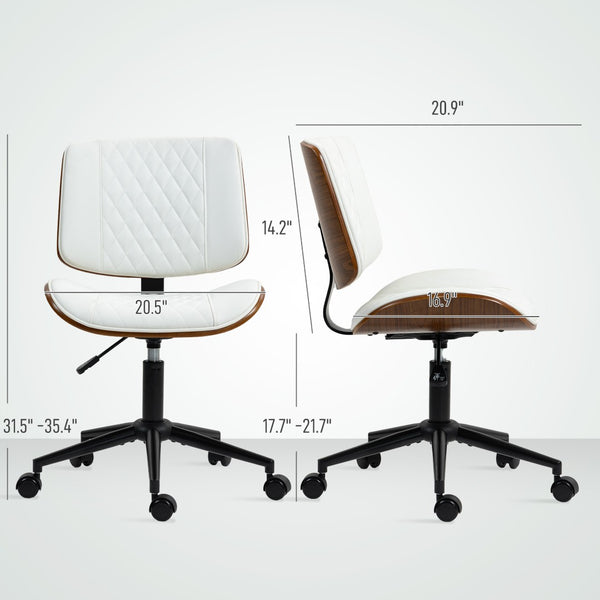English Elm Home Office Armless Desk Chair Tufted Pu Leather Swivel Seat with Height Adjustment T3971P408758