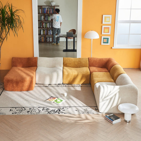 English Elm Modular Teddy Fleece Cloud Sectional Legless Sofa for Living Room Apartment W1765S00128
