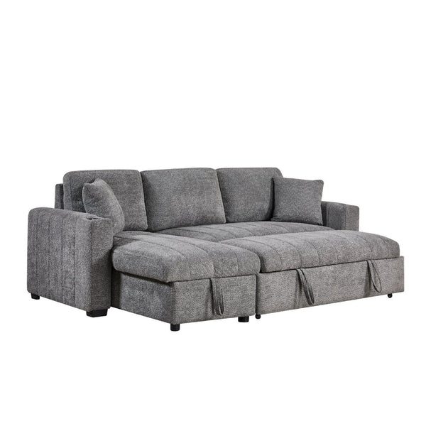English Elm Seraphina Boucle Sleeper Sectional with Storage Chaise and Built-in Usb Charging B061S00964
