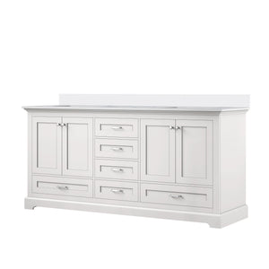 English Elm White 72" Double Bath Vanity with Cultured Marble Top, Solid Wood Frame, Soft-Close Drawers, Storage B2731P258392