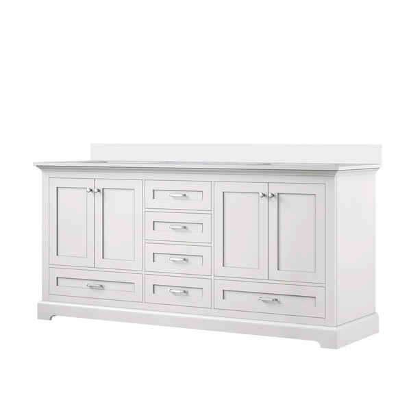 English Elm White 72" Double Bath Vanity with Cultured Marble Top, Solid Wood Frame, Soft-Close Drawers, Storage B2731P258392