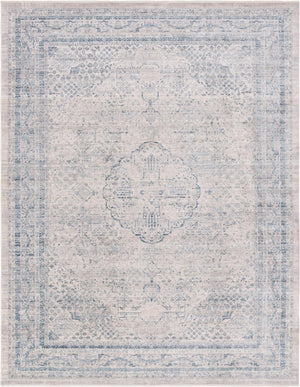 Unique Loom Noble Henry Machine Made Medallion Rug Ivory, Gray/Navy Blue/Beige/Light Blue 10' 0" x 13' 5"