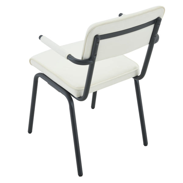 English Elm Dining Chairs Set of 2 Velvet Upholstered with Hangable Arms and Metal Legs W3493P449276