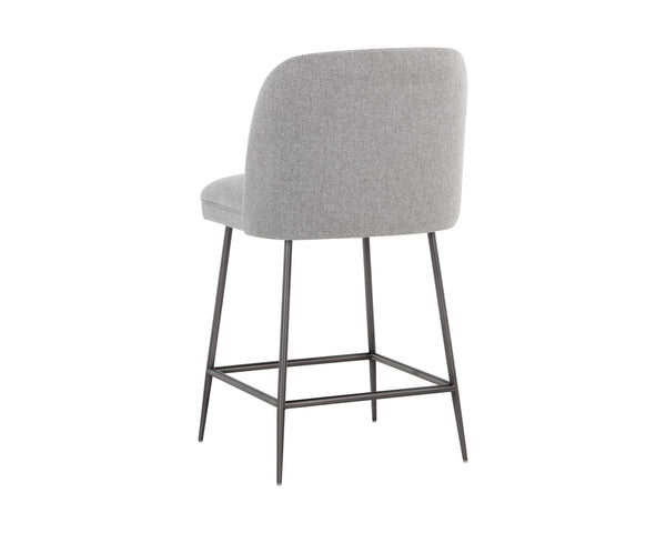 Sunpan Kelty Counter Stool - Chic Boucle Fabric Seat with Elegant Gold Stainless Steel Legs for Dining Space Gunmetal / Soho Grey