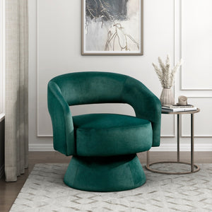 English Elm Modern Swivel Accent Chair in Lux Velvet Upholstery with Solid Wood Base, Compact Stylish Seating Green 27.75 L x 26.5 W x 19.75 H B011P283811