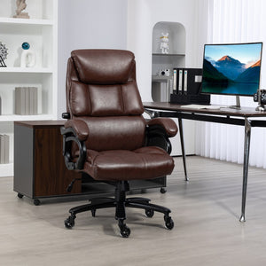 English Elm Vinsetto Pu Leather Office Chair For Big and Tall, 400Lb, Brown