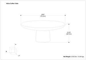 English Elm Alexa Hand-Finished Black Nickel 30" Round Cast Aluminum Pedestal Coffee Table, Industrial Chic B136P239028