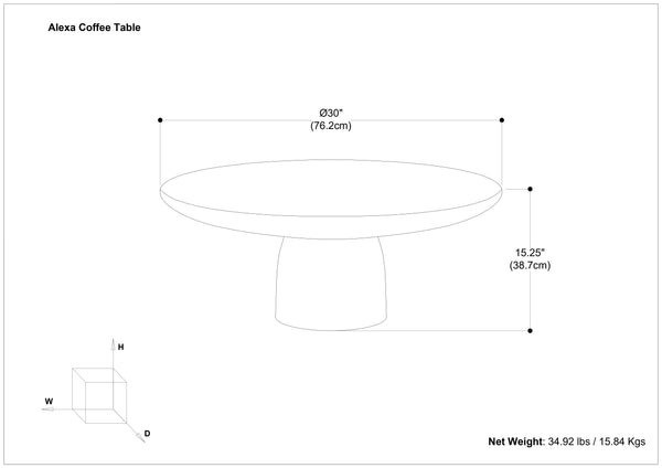 English Elm Alexa Hand-Finished Black Nickel 30" Round Cast Aluminum Pedestal Coffee Table, Industrial Chic B136P239028