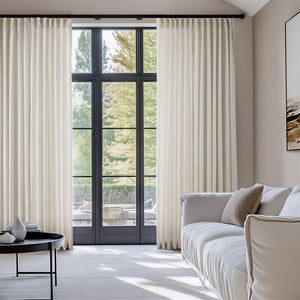 English Elm 2-piece Pinch Pleat Poly Linen Curtain Panels Tailored Formal Drape for Any Room Ivory B035P482983