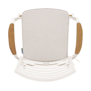 English Elm Isora Aluminum Outdoor Barstool 25" Seat Height in Light Matte Sand with Teak Accent & Weatherproof Fabric B2736P354277