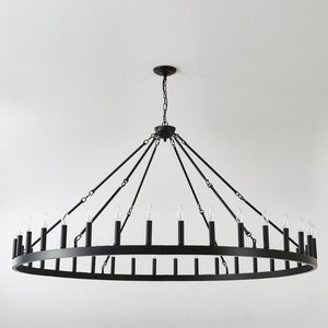 English Elm 63.8 Inch 36-light Wagon Wheel Chandelier Matte Black Farmhouse Fixture for High Ceilings W5008P388929