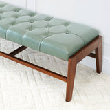 English Elm Ashcroft Furniture - Hera Bench With Buttons (Green Leather)