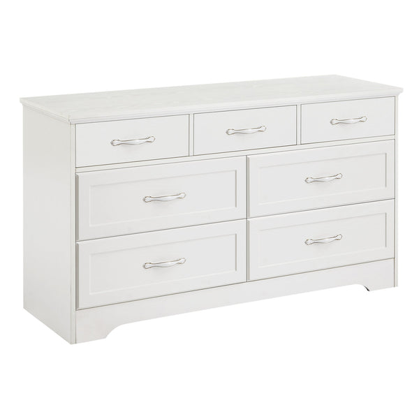 English Elm Modern Sleek 3-Drawer Chest with Antique Gold Knobs, Waterproof MDF, Anti-Tip Safety, Spacious Organizer White W1668P182252