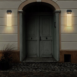 English Elm 18"(H) Modern Outdoor LED Wall Light 12W Weatherproof Bubble Crystal Sconce Black Finish, Up/Down Ambience for Porch Garden Patio W1340P239405