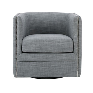 English Elm Capstone Tufted Swivel Chair with Nailhead Trim, Linen-Blend Upholstery, High-Density Foam Comfort B03548628