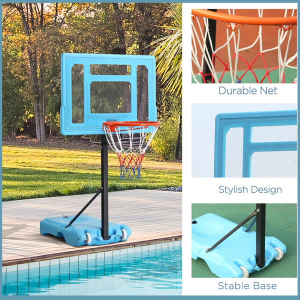 English Elm Soozier Poolside Basketball Hoop Adjustable Steel Frame with Fillable Weighted Base W2225P229360