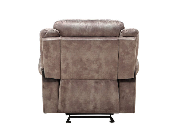 English Elm Zubaida Velvet Glider Recliner with Tufted Tight Back, Pocket Coil Seat & Pillow-Top Arms, 65" Chocolate 41 L x 31 W x 26 H B2726P253083