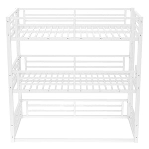 English Elm Twin Metal Triple Bunk Bed With Safety Guardrails, Heavy-Duty Space-Saving Design For Kids & Dorms W1580S00164-GIGA