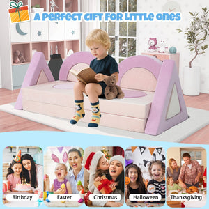 English Elm 14pcs Modular Foam Play Couch Set Convertible Toddler Fort Builder for Playrooms Pink+White T5880P493441