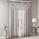 Madison Park Irina Transitional Diamond Sheer Embroidered Waterfall Valance MP41-4941 Grey