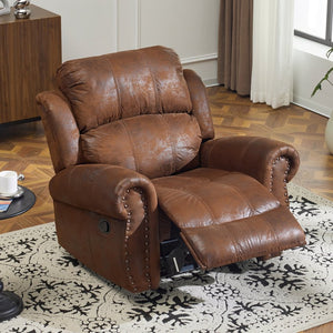 English Elm Christopher Knight Home® - 40.75" Wide Suede Manual Glider Recliner Chair with Rolled Arms, Microfiber Comfort & Infinite Positions Brown N763P264499D