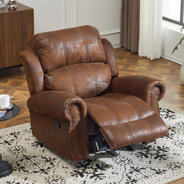 English Elm Christopher Knight Home® - 40.75" Wide Suede Manual Glider Recliner Chair with Rolled Arms, Microfiber Comfort & Infinite Positions Brown N763P264499D