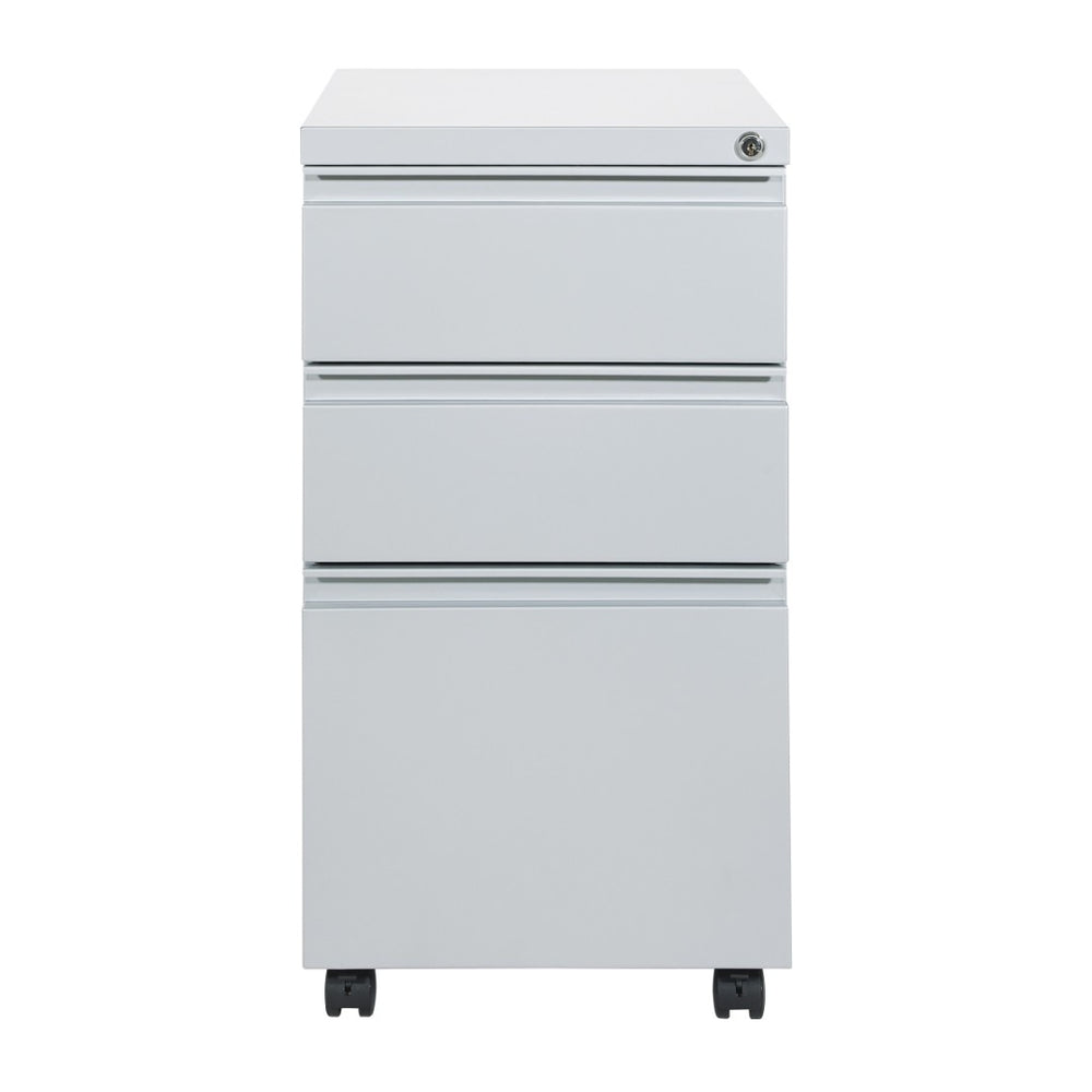 OSP Home Furnishings 22" Mobile Pedestal with Locking Drawers Full Extension Ball Bearing Slides Office Filing PTC22BBF-SV