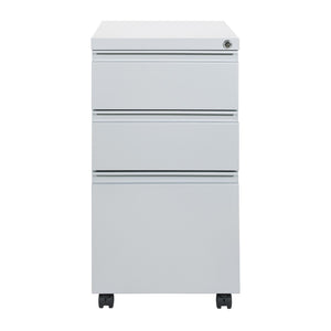 OSP Home Furnishings 22" Mobile Pedestal with Locking Drawers Full Extension Ball Bearing Slides Office Filing PTC22BBF-SV
