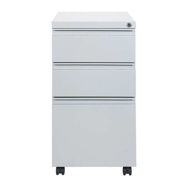 OSP Home Furnishings 22" Mobile Pedestal with Locking Drawers Full Extension Ball Bearing Slides Office Filing PTC22BBF-SV