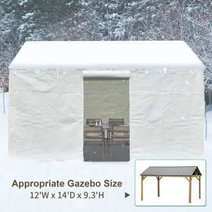 English Elm 12'X14' Gazebo Cover - All-Season Waterproof Hardtop Enclosure With Sidewalls, Mesh Windows & Easy Access W1859P227828
