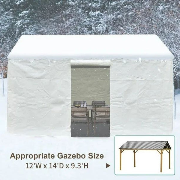English Elm 12'X14' Gazebo Cover - All-Season Waterproof Hardtop Enclosure With Sidewalls, Mesh Windows & Easy Access W1859P227828