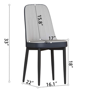 English Elm 55 Modern 4-Person MDF Dining Table Set with Sturdy Black Metal Legs and Padded PU Chairs for Families Blue,White W2189S00730