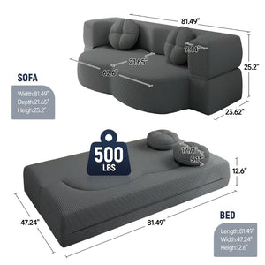 English Elm 2-seater Foldable Sofa Bed Plush Upholstered Guest Sleep Solution for Small Spaces W1359P364913