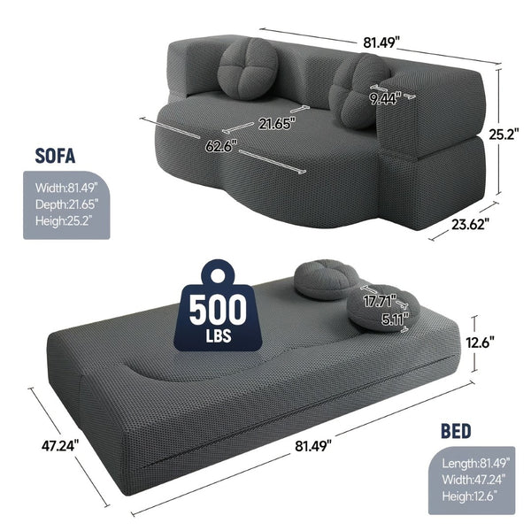 English Elm 2-seater Foldable Sofa Bed Plush Upholstered Guest Sleep Solution for Small Spaces W1359P364913