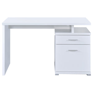 English Elm 1pc Contemporary Sleek Desk 47.25" Compact Home Office Table with Reversible Drawer and File Storage White 50.75 L x 26 W x 5.91 H B011P362560