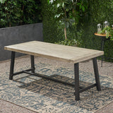 Christopher Knight Home® - Noble House - Carlisle Outdoor Eight Seater Iron Dining Table, Light Gray and Black Finish