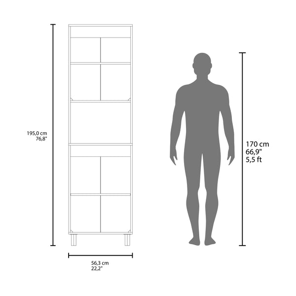 English Elm Linden 76.8" Tall Two Double Door Kitchen Pantry with Hutch, 5 Shelves, Microwave Nook, White B200P286966