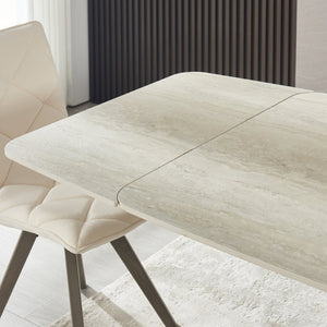 English Elm 1+6 Sintered Stone Extendable Dining Table Seats Six with Steel Base Modern W5630S00008